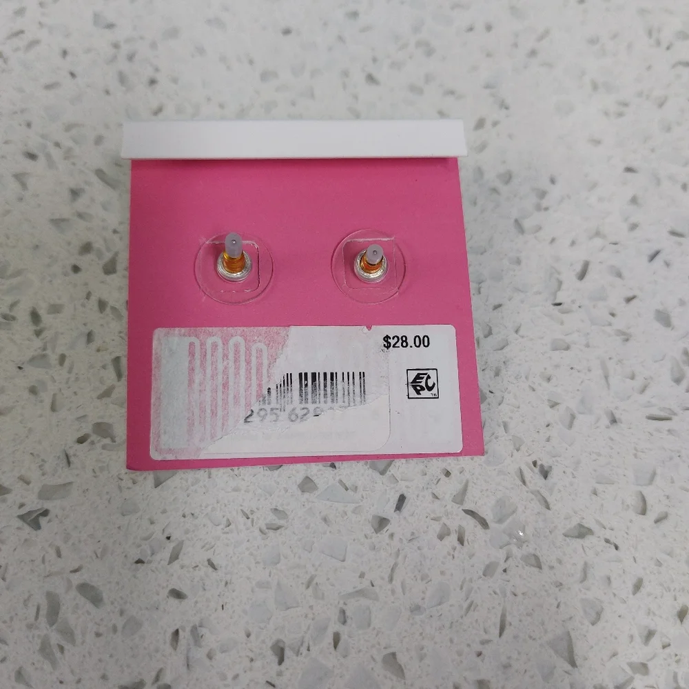 Betsey Johnson Hearts 💕 Pink Stripe Earrings NWT - Picture 2 of 2